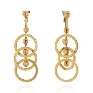 Fred Of Paris 18K Yellow Gold Triple Circle Drop Dangling Earrings